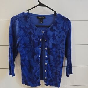 White House Black Market Blue Floral Blouse